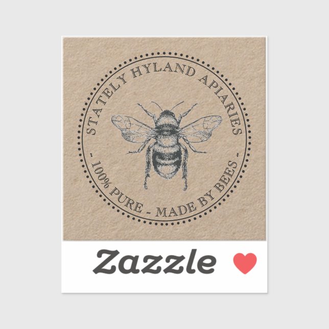 Kraft Apiary 100% reiner Bienenhonig Aufkleber (Blatt)