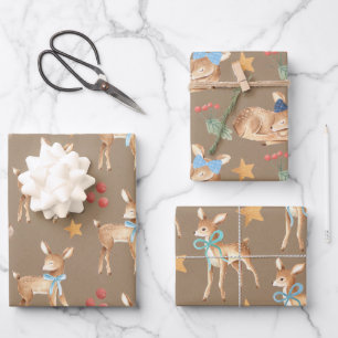Kraft Baby Boy's First Christmas Rentier Party Geschenkpapier Set