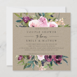 KRAFT BLUSH BURGUNDY FLORAL BUNCH COUPLE SHOWY EINLADUNG