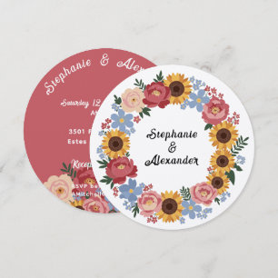 Kraft Boho Floral Wreath Wedding Einladung