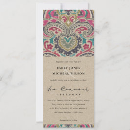 KRAFT BOHO TRIBAL IKAT PINK VOW RENEWAL INVITATION EINLADUNG
