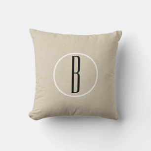 Kraft Braun Chic Monogramm Buchstabe Initial Ländl Kissen