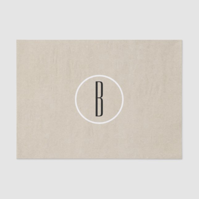 Kraft Brown Chic Monogram Letter Initial Rustic Seidenpapier (Vorderseite)