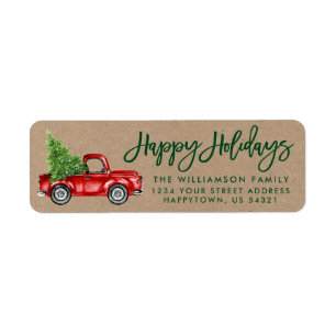 Kraft Brush Script Vintag Truck Holiday Green