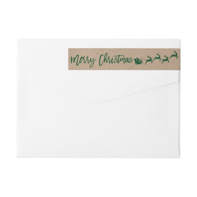Kraft Brush Script Weihnachtsgrün Rücksendeadresse (Rückseite)