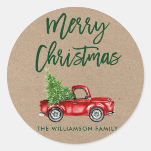Kraft Brush Script Weihnachtswagen Umschlag Aufkle Runder Aufkleber