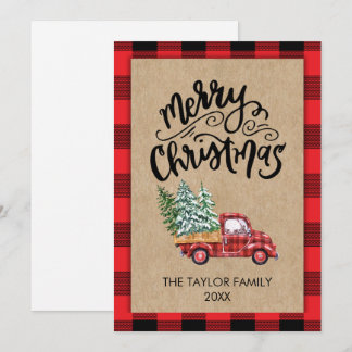 Kraft Buffalo Karo Gitter Schrift Weihnachts-Feier Dankeskarte
