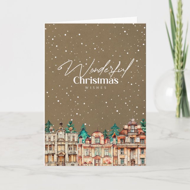 Kraft Christmas Gebäude Skandinavier Stil Karte (Vorderseite)
