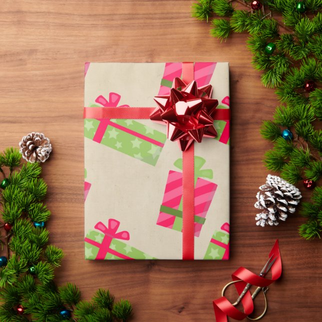 Kraft Christmas präsentiert Green Red Gifts Holida Geschenkpapier (Feiertagsgeschenk)