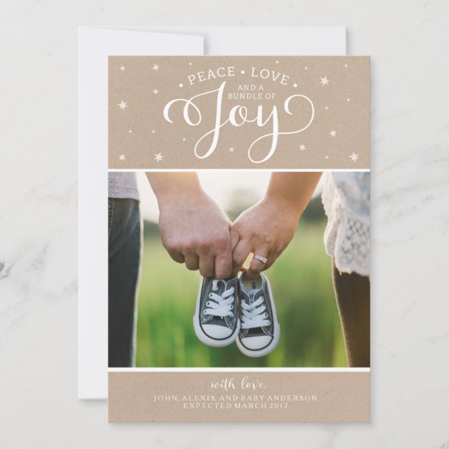 Kraft Christmas Pregnancy Announccard Ankündigung (Vorderseite)