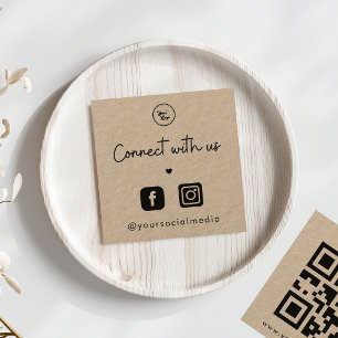 Kraft Connect with us Heart 2 Social Media QR Code Quadratische Visitenkarte