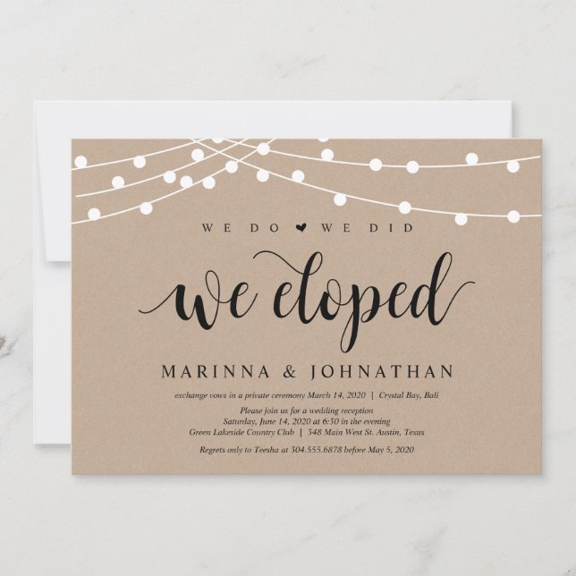 Kraft der String-Lights, Schwarzer Schriftart, Hoc Einladung (Vorderseite)