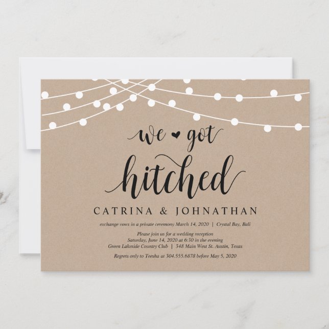 Kraft der String-Lights, Schwarzer Schriftart, Hoc Einladung (Vorderseite)