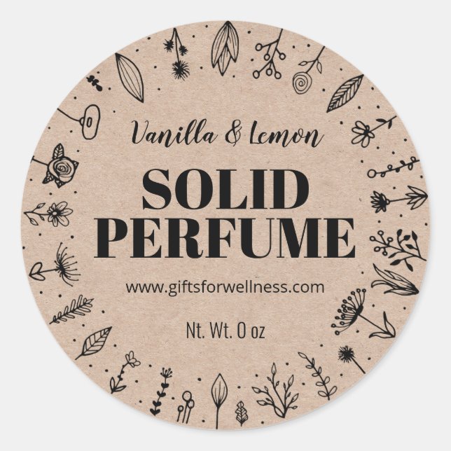 Kraft Et Fleurs Étiquettes De Parfums Solides Fait (Devant)