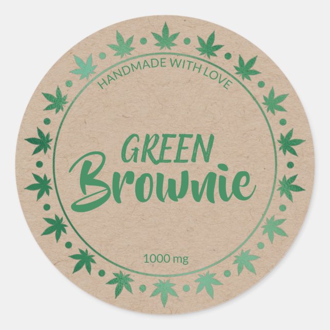 Kraft Et Green Brownie | Étiquette de tables fait  (Devant)