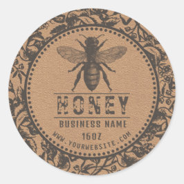 Kraft étiquette miel | Fleurs et abeilles