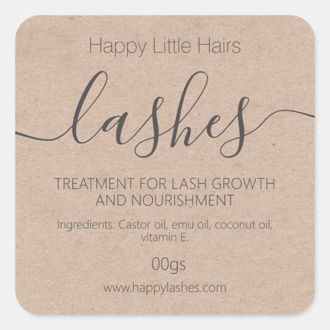 Kraft Eyelash Eyebrow Thickener Treatment Serum Quadratischer Aufkleber (Vorderseite)