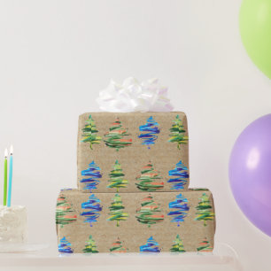 Kraft Farbenfrohe Wasserfarbe Abstrakte Weihnachts Geschenkpapier