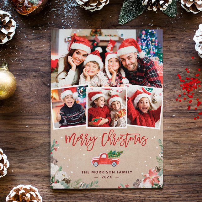 Kraft Fleurs d'hiver Carte de Noël Camion 4 Photo (Créateur téléchargé)
