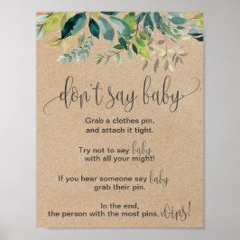 Kraft Foliage Sage kein Baby-Zeichen Poster