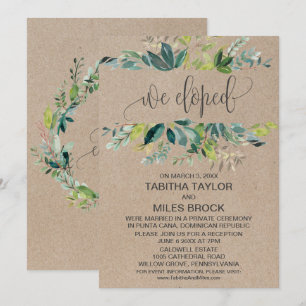 Kraft Foliage Wir haben Elopement Empfang Einladung