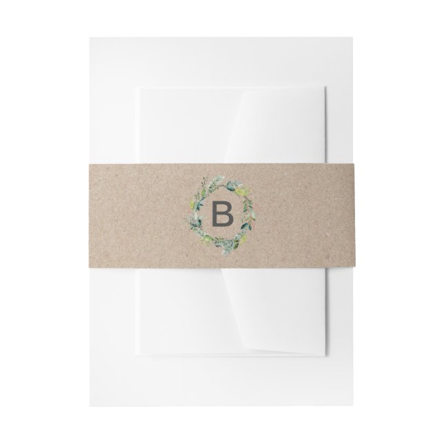 Kraft Foliage Wreath Monogram Wedly Band (Vorderseite Beispiel)