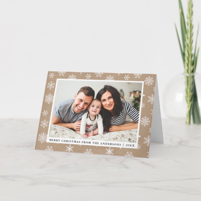 Kraft Frohe Weihnachten Familie Foto Schneeflocken (Vorderseite)