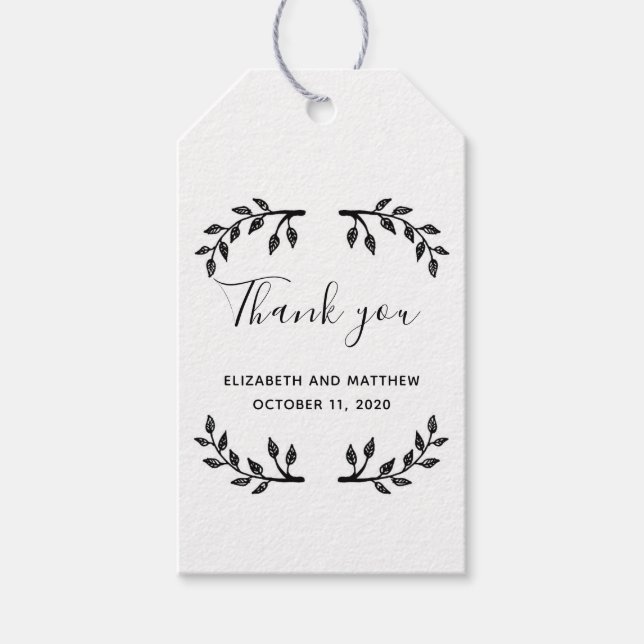 Kraft-Geschenk-Tag. Rustikale Zweigniederhochzeit  Geschenkanhänger (Vorderseite)