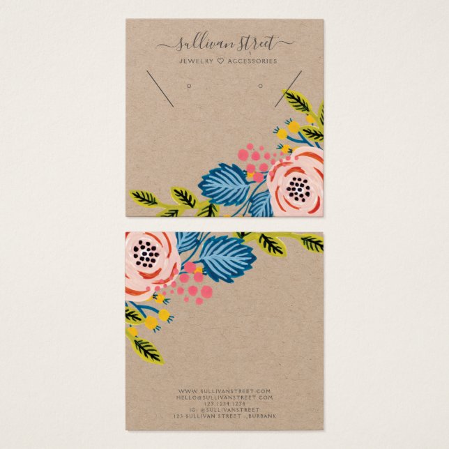 Kraft Girly Boucles d'oreilles florales Collier Ca (Devant & derrière)