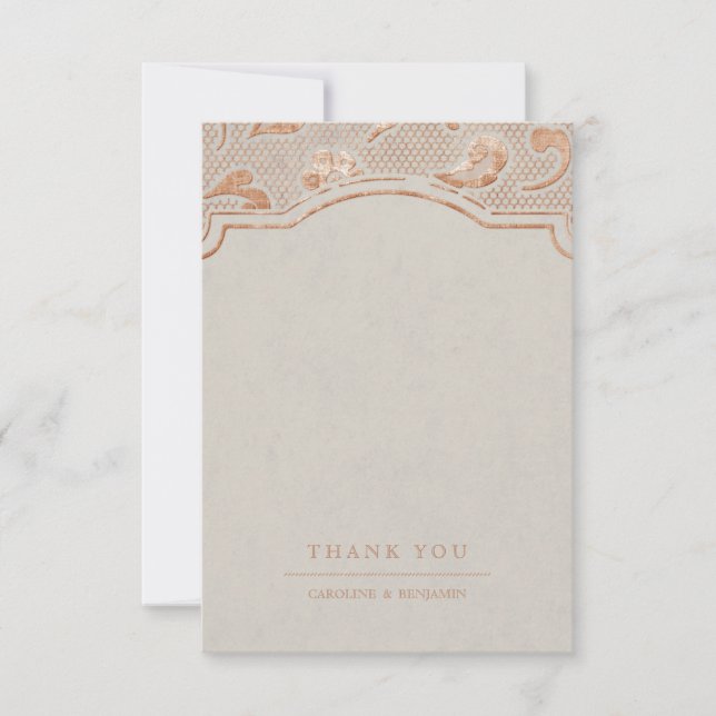 Kraft gold Lace rustic Land Hochzeit danke (Vorderseite)