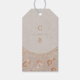 Kraft gold Lace rustikales Land Hochzeit Monogramm Geschenkanhänger