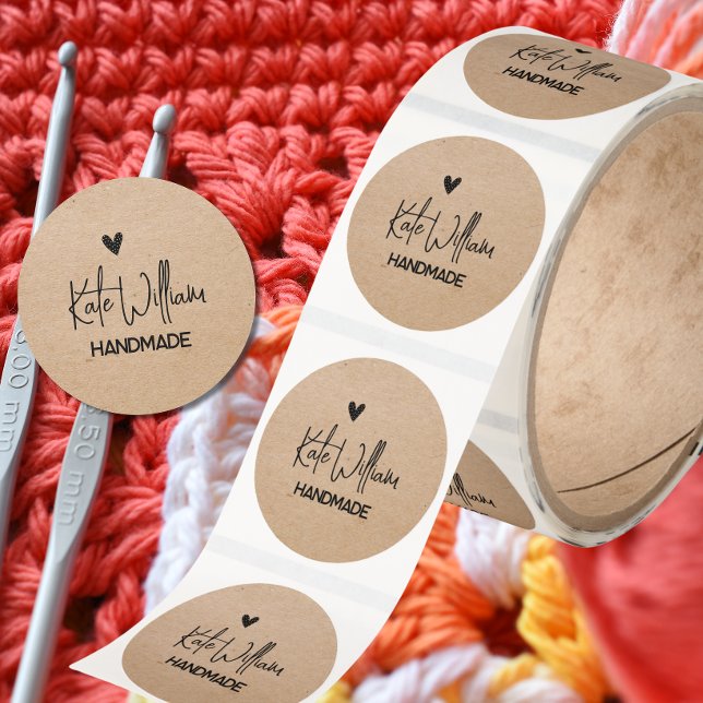 kraft handgefertigte Herzaufkleber  Runder Aufkleber (Von Creator hochgeladen)