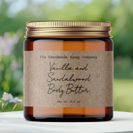 Kraft Handwritten Typed Look Body Butter Jar Label