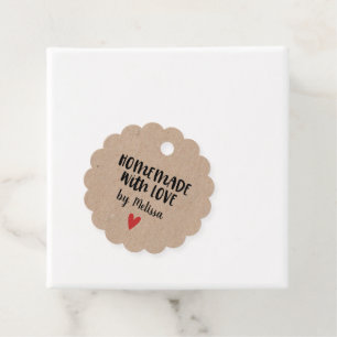 Kraft hausgemacht mit Liebe-Herz-Geschenktasten Geschenkanhänger