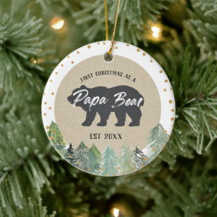 Kraft-Holz Weihnachten als Papa-Bären-Ornament Keramik Ornament