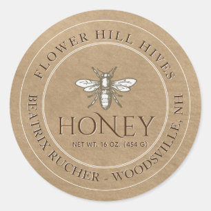 Kraft Honey Jar Étiquette avec l'abeille française