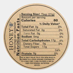 Kraft Honey Jar Mini Nutrition Lid Label Bee Runder Aufkleber