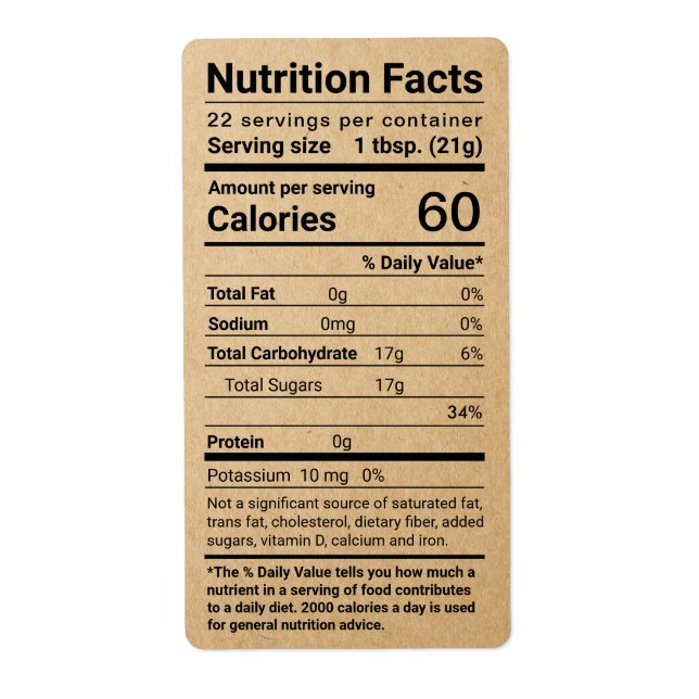 Kraft Honey Nutrition Facts Étiquette d'expédition (Devant)