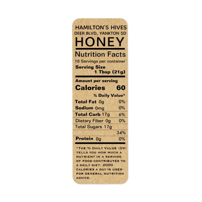 Kraft Honey Nutrition Fakten Rücksendeadresse (Vorne)