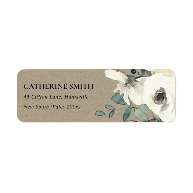 KRAFT IVORY WHITE FLORAL WATERCOLOR BUNCH ADRESSE (Vorne)