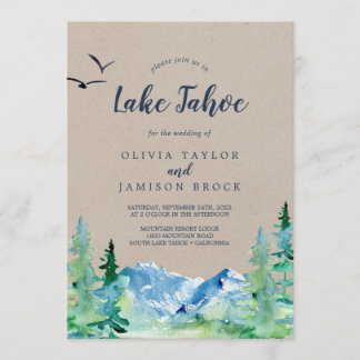 Kraft Lake Tahoe Mountain Hochzeit in Urlaubsort Einladung