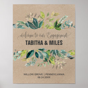 Kraft Laub Engagement Party Willkommen Poster