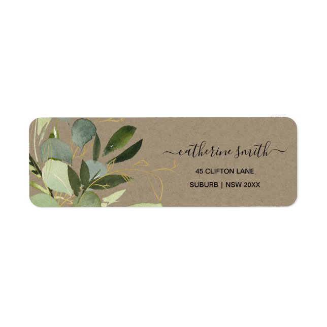 KRAFT LEAFY GREEN GOLD FOLIAGE WATERCOLOR ADRESSE (Vorne)