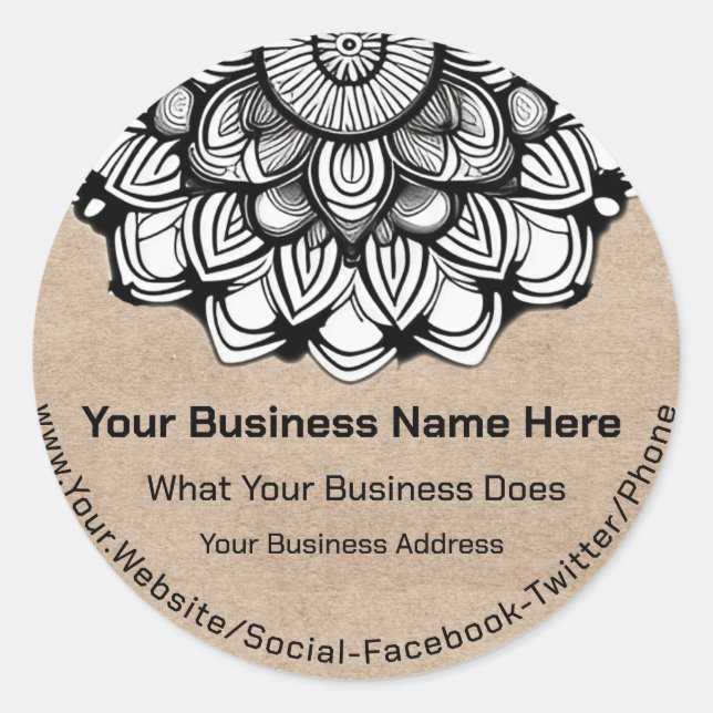 Kraft Mandala Runder Aufkleber (Vorderseite)