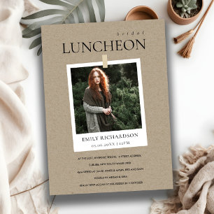 KRAFT MINIMAL CUSTOM FOTO BRIDAL LUNCHEON EINLADEN DANKESKARTE