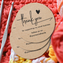 kraft Minimalist Custom heart thank you Business Runder Aufkleber