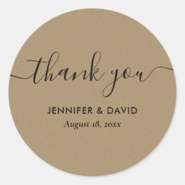 Kraft Modern Script Vielen Dank Runder Aufkleber