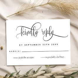 Kraft, moderne rustikale, Script Wedding RSVP Card Karte