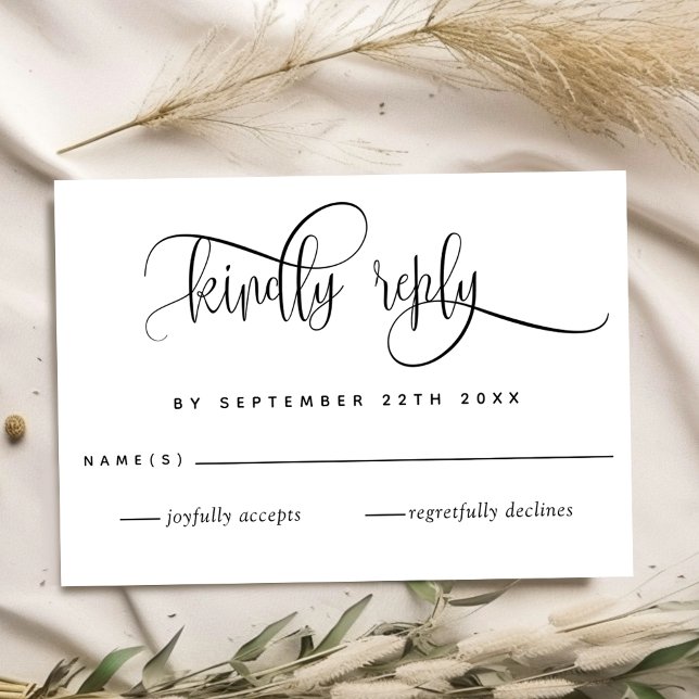 Kraft, moderne rustikale, Script Wedding RSVP Card Karte (Von Creator hochgeladen)