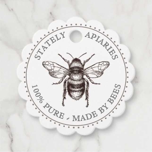 Kraft oder Vintager Apiary Jar Neck Tag Geschenkanhänger (Vorderseite)
